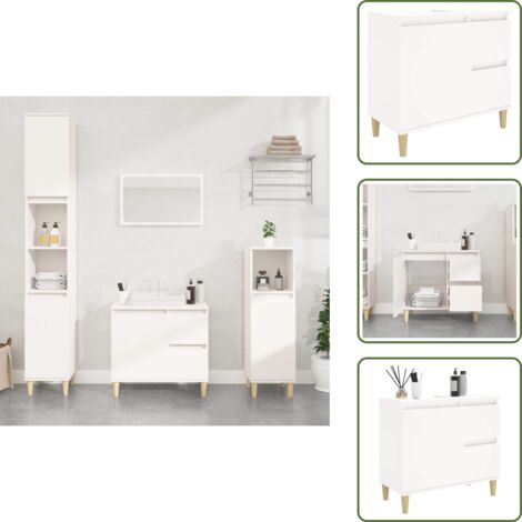 Mobiletto Armadietto da Bagno,Contenitore Bianco 65x33x60 cm in Legno Multistrato -85624