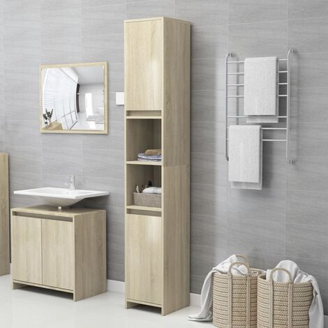 vidaXL Armadio da Bagno Bianco 80x20,5x64 cm in Legno Multistrato