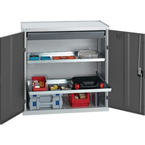 Mobiletto/armadietto da lavoro H1000xL1000xP500mm 1 cassetto 2 porte grigio chiaro/grigio antracite