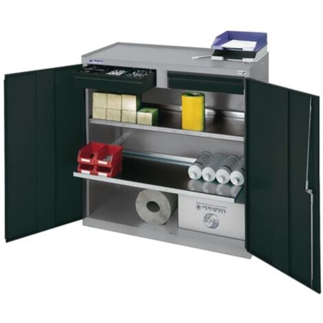Mobiletto attrezzi/guardaroba H1000xL1000xP500mm 2 cassetti 2 ante grigio chiaro/grigio antracite