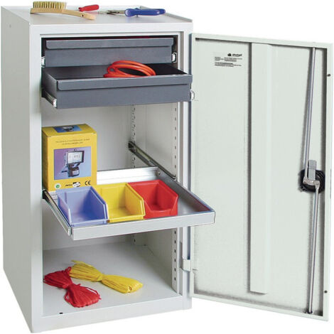 Mobiletto attrezzi/secondario H1000xL500xP500mm 2 cassetti, 1 anta grigia chiaro/grigia