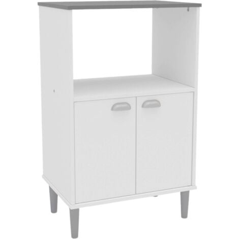 Mobiletto ausiliario da cucina per microonde colore bianco con coperchio grigio 58x95 cm