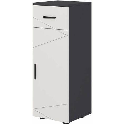 Mobiletto Bagno 1 Cassetto 1 Anta 30x30x82 cm in Truciolato Grigio