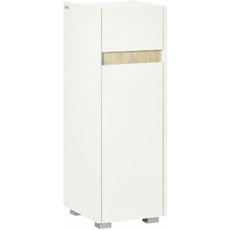 Mobiletto Bagno 30x33x88 cm con Cassetto e Armadietto in Legno  Bianco