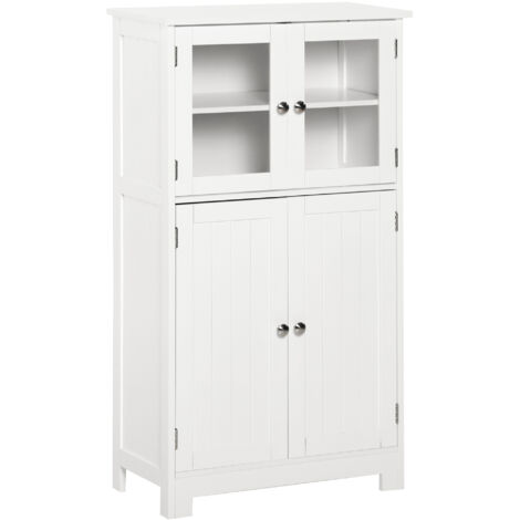 Mobiletto Bagno con due Armadietti 60x30x108,5 cm in MDF Bianco