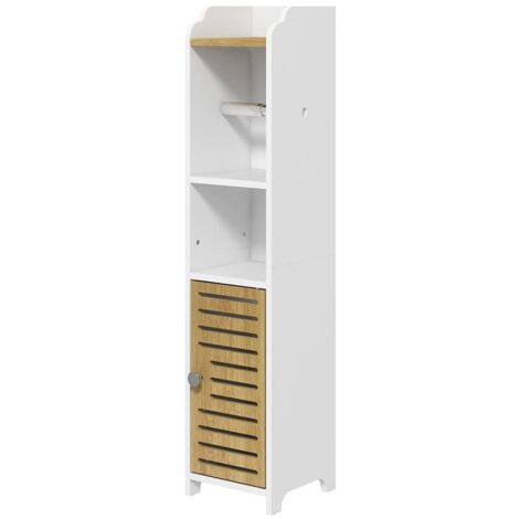 MOBILETTO BAGNO SALVASPAZIO IN TRUCIOLATO CON RIPIANI E ARMADIETTO INFERIORE. 18X20X90 CM. BIANCO