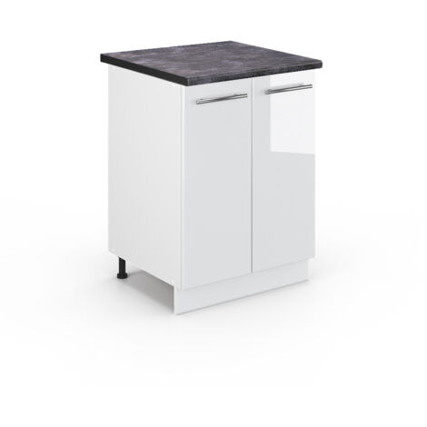 Mobiletto base cucina Fame-Line, Bianco lucido, 60 cm , PL Antracite, Vicco