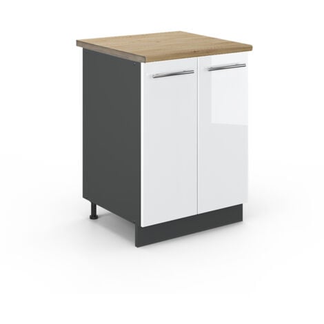 Mobiletto base cucina Fame-Line, Bianco lucido, 60 cm , PL Rovere, Vicco