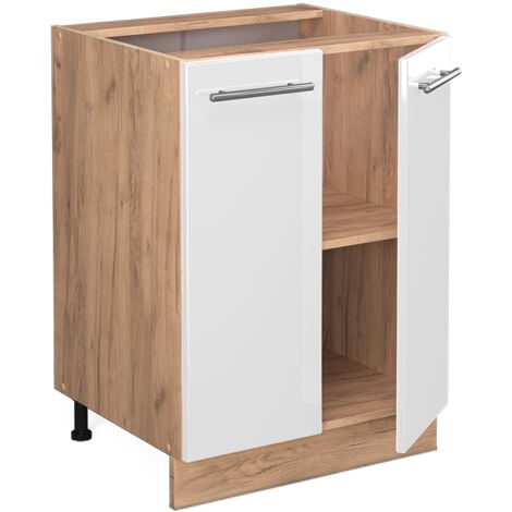 Mobiletto base cucina Fame-Line, Bianco lucido, 60 cm senza piano di lavoro, Vicco