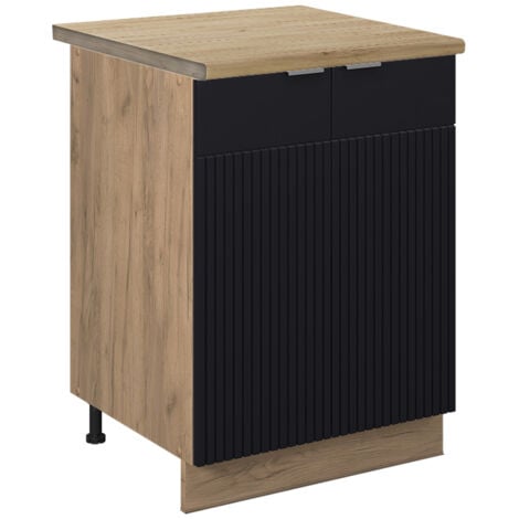 Mobiletto base cucina Fame-Line, Nero a righe, 60 cm , PL Rovere, Vicco