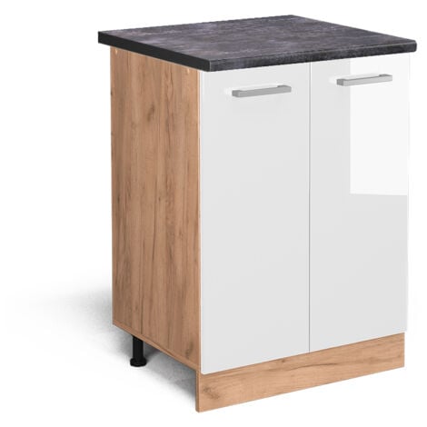 Mobiletto base cucina R-Line, Bianco lucido, 60 cm , PL Antracite, Vicco