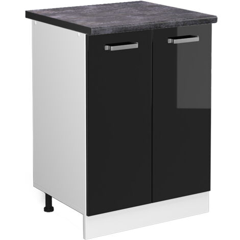 Mobiletto base cucina R-Line, Nero lucido, 60 cm , PL Antracite, Vicco