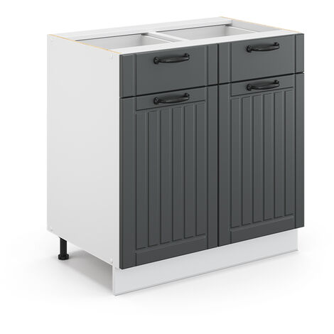 Mobiletto base per cucina Fame-Line, Antracite rustico, 80 cm senza piano di lavoro, Vicco