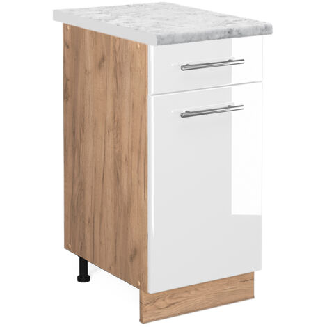 Mobiletto base per cucina Fame-Line, Bianco lucido, 40 cm , PL Marmo, Vicco
