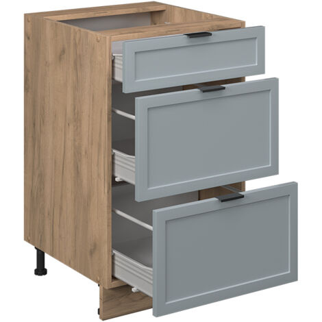 Mobiletto base per cucina Fame-Line, Blu-grigio chiaro, 50 cm senza piano di lavoro, Vicco