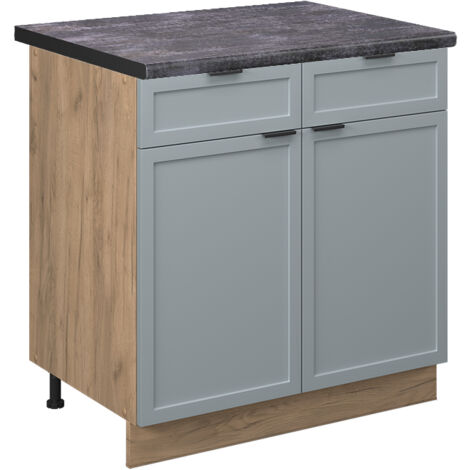 Mobiletto base per cucina Fame-Line, Blu-grigio chiaro, 80 cm , PL Antracite, Vicco