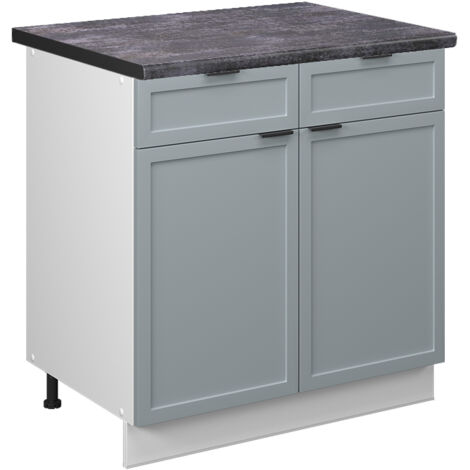 Mobiletto base per cucina Fame-Line, Blu-grigio chiaro, 80 cm , PL Antracite, Vicco