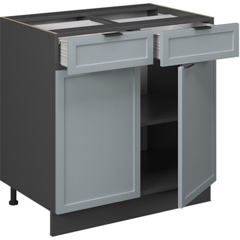 Mobiletto base per cucina Fame-Line, Blu-grigio chiaro, 80 cm senza piano di lavoro, Vicco