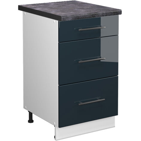 Mobiletto base per cucina Fame-Line, Blu scuro lucido, 50 cm , PL Antracite, Vicco