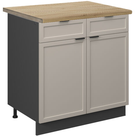 Mobiletto base per cucina Fame-Line, GrigioBeige, 80 cm , PL Rovere, Vicco