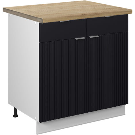 Mobiletto base per cucina Fame-Line, Nero rigato, 80 cm , PL Rovere, Vicco