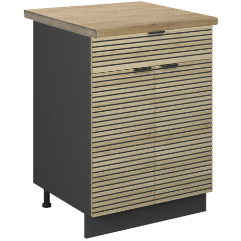 Mobiletto base per cucina Fame-Line, Pannello in quercia, 60 cm con cassetto, PL Rovere, Vicco
