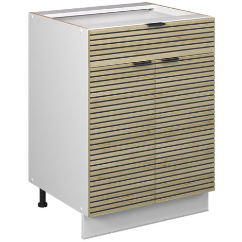 Mobiletto base per cucina Fame-Line, Pannello in quercia, 60 cm con cassetto, senza piano di lavoro, Vicco