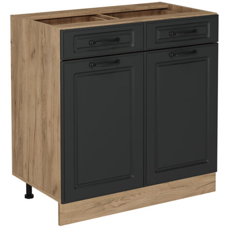 Mobiletto base per cucina R-Line, Antracite casa di campagna, 80 cm senza piano di lavoro, Vicco
