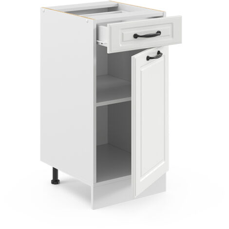 Mobiletto base per cucina R-Line, Bianco casa di campagna, 40 cm senza piano di lavoro, Vicco