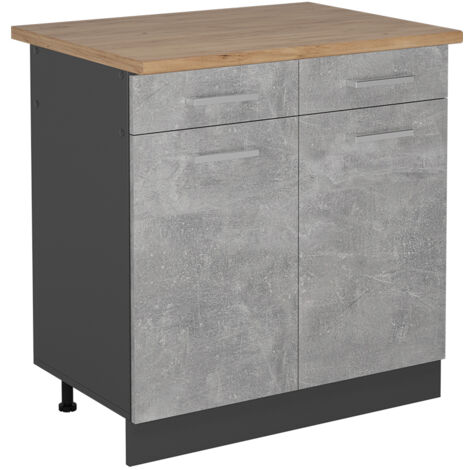 Mobiletto base per cucina R-Line, Calcestruzzo, 80 cm , PL Rovere, Vicco