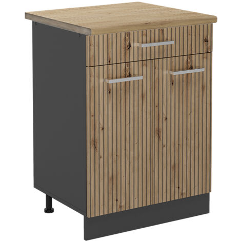 Mobiletto base per cucina R-Line, Rovere artigianale, 80 cm , PL Rovere, Vicco