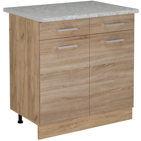 Mobiletto base per cucina R-Line, Sonoma, 80 cm PL Marmo, Vicco