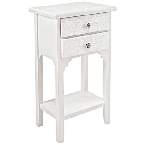 Mobiletto "Blanc" struttura in legno MDF con 2 cassetti per interni