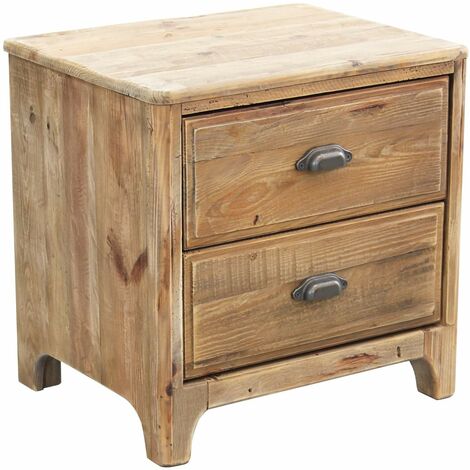 Mobiletto comodino da interno camera da letto in legno di pino con 2 cassetti Linea Classic
