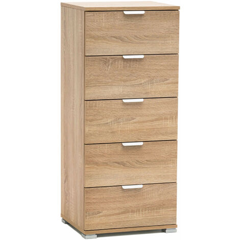 Mobiletto con 5 cassetti in legno nobilitato in varie tinte 45x38xH103 cm -  BurlyWood