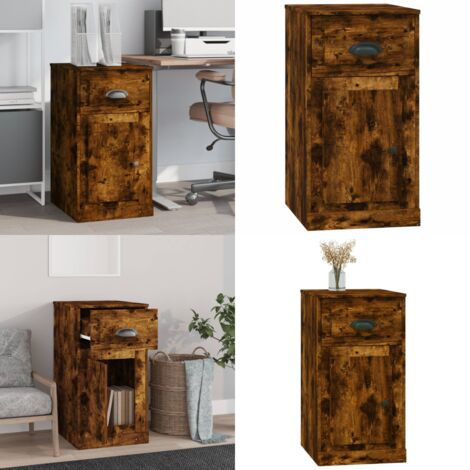 Mobiletto con Cassetto Rovere Fumo 40x50x75cm Legno Multistrato - Mobiletto in legno - Credenza in legno multistrato