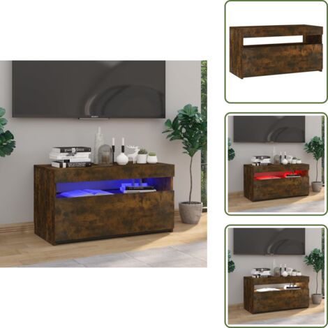 Mobiletto con luce - vidaXL Mobile Porta TV con Luci LED Rovere Fumo 75x35x40 cm - Arredamento con luce naturale
