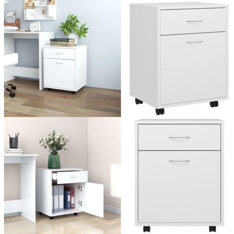 Mobiletto con Rotelle Bianco 45x38x54cm in Legno Ingegnerizzato - Mobiletto in legno - Armadietto moderno