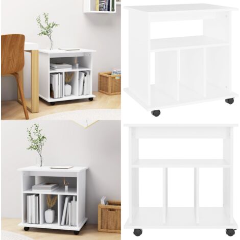 Mobiletto con Ruote Bianco 60x45x60 cm in Legno Multistrato - Mobiletto in legno - Mobiletto con ruote bianco