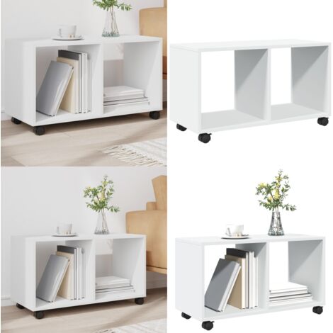 Mobiletto con Ruote Bianco 72x33x42,5 cm in Truciolato - Armadietto con ruote - Mobiletto in truciolato
