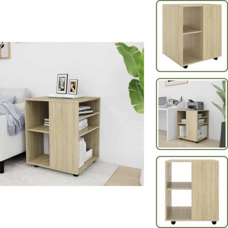 Mobiletto con ruote bloccabili - vidaXL Mobiletto con Ruote Rovere Sonoma 60x53x72 cm Legno Multistrato - Mobiletto per scrivania