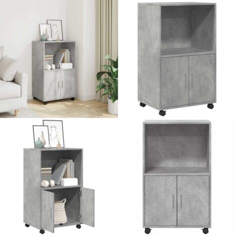 Mobiletto con Ruote Grigio Cemento 55x40x91 cm in Truciolato - Mobiletto con ruote - Armadietto in truciolato