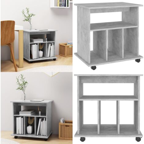 Mobiletto con Ruote Grigio Cemento 60x45x60cm Legno Multistrato - Mobiletto in legno - Mobiletto con ruote grigio cemento