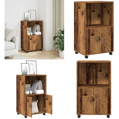 Mobiletto con Ruote Legno Antico 55x40x91 cm in Truciolato - Mobiletto con ruote - Armadietto in legno
