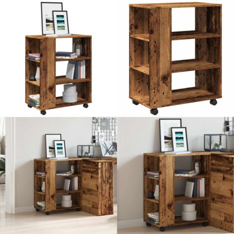 Mobiletto con Ruote Legno Antico 60x35x75 cm Legno Multistrato - Mobile con ruote - Armadietto in legno