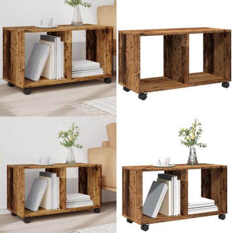 Mobiletto con Ruote Legno Antico 72x33x42,5 cm in Truciolato - Armadietto con ruote - Mobiletto in legno
