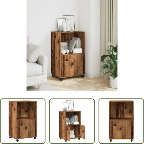 Mobiletto con ruote -  Mobiletto con Ruote Legno Antico 55x40x91 cm in Truciolato