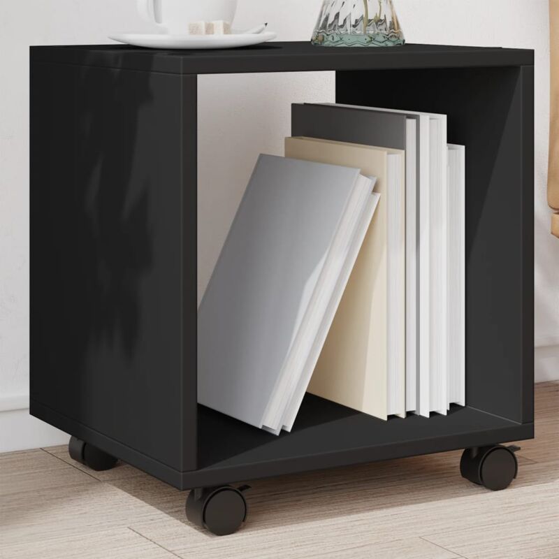 Mobiletto con Ruote Nero 37x33x42,5 cm in Truciolato