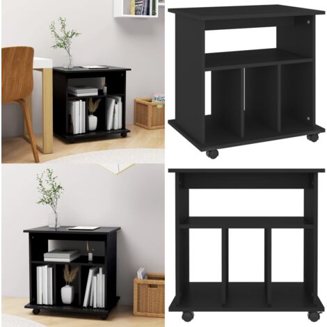 Mobiletto con Ruote Nero 60x45x60 cm in Legno Multistrato - Mobiletto in legno - Mobiletto nero