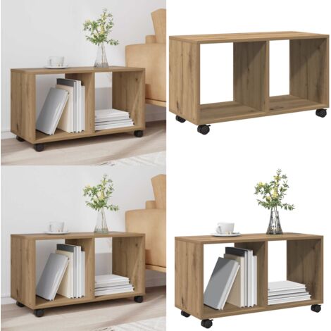 Mobiletto con Ruote Rovere Artigianale 72x33x42,5 cm Truciolato - Armadietto con ruote - Mobiletto in truciolato